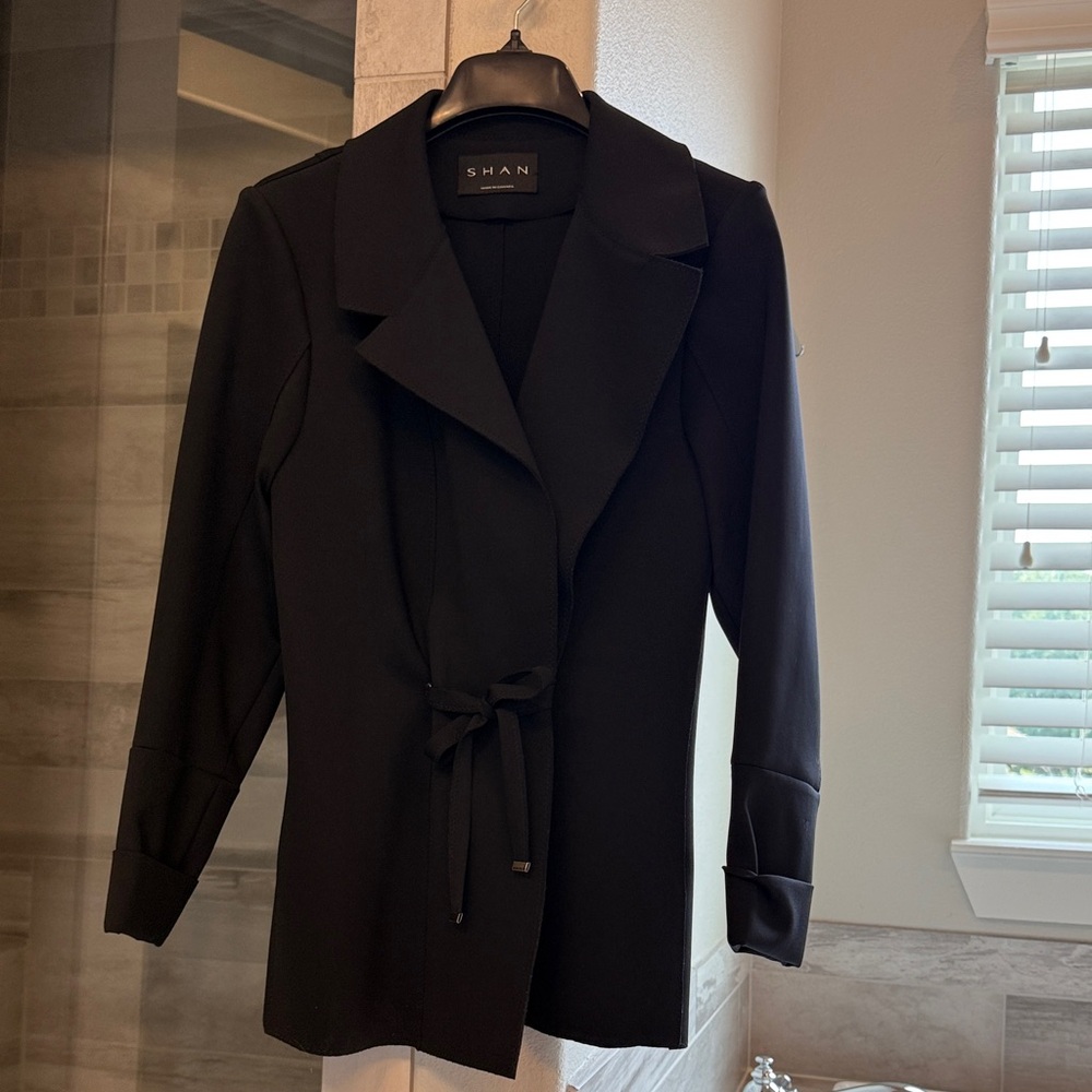 SHAN Black Tailored Blazer with Wrap Closure